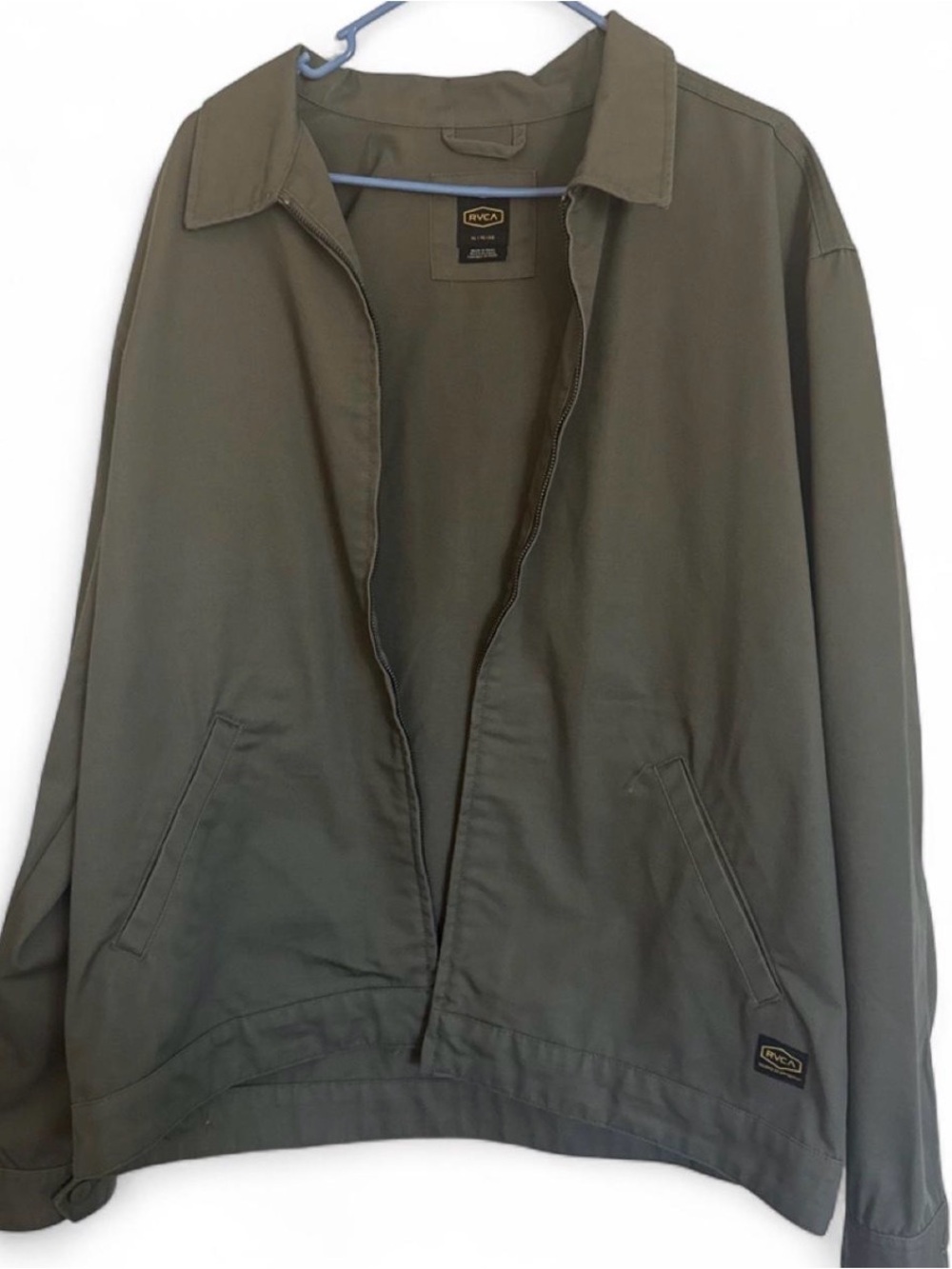 RVCA Men's Olive Green Lightweight Zip Jacket